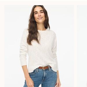 J. Crew Women's Light Cream Crew Neck Sweater Beach Teddy